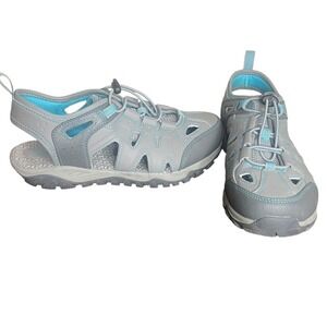Everest Women's Gray &‎ Aqua Sandals Size 7 Water Shoes Hiking Quick Lace
